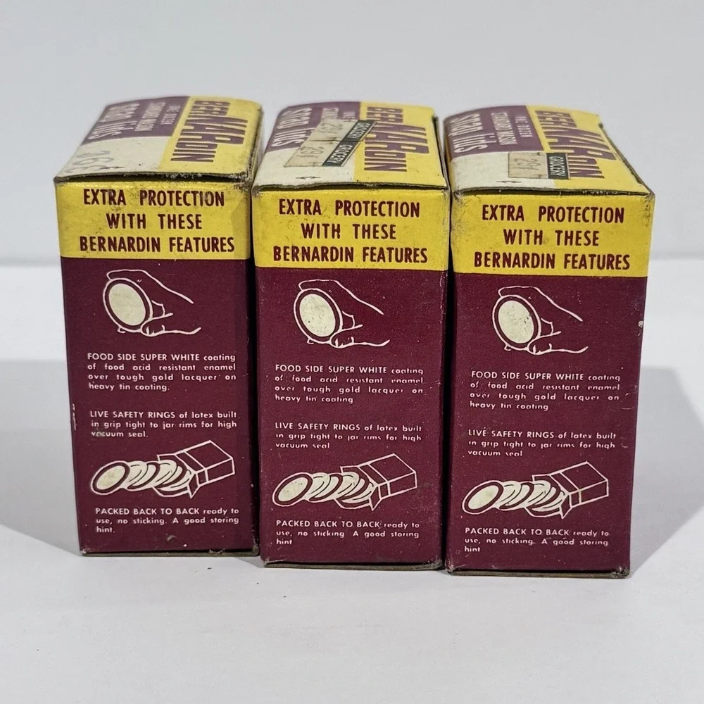 3 Boxes‎ Of Vintage BerNARdin Standard Mason Snap Lids New 36 In Total